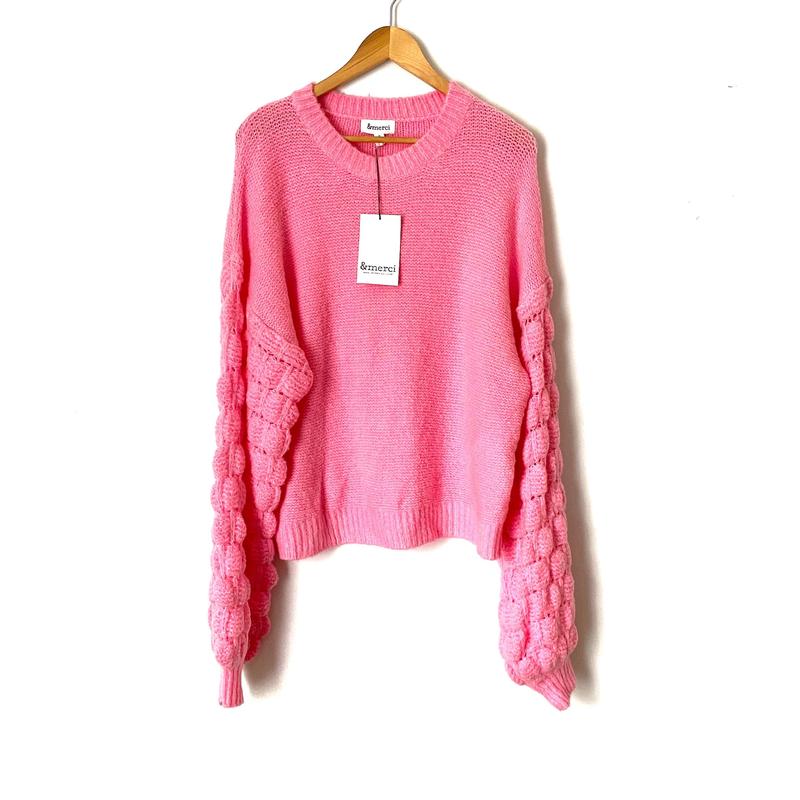&Merci Pink Sleeve Detail Knit Sweater NWT- Size S