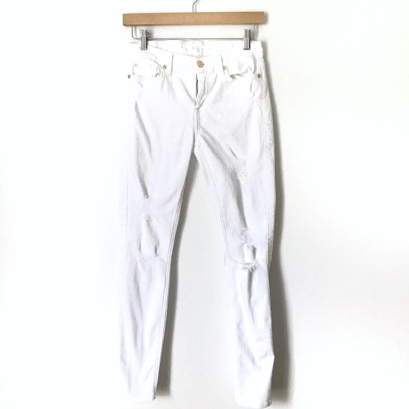 7 For All Mankind The Ankle Skinny White Distressed Jeans- Size 26 (Inseam 27.5) see notes
