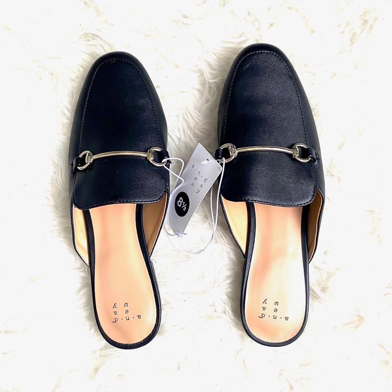 A New Day Black Buckle Mules NWT- Size 8.5