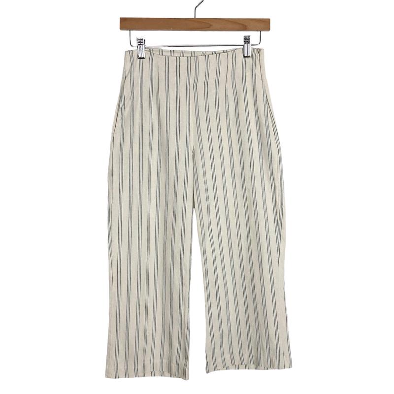 Albion Cream Striped Linen Cropped Pants- Size XS (Inseam 19.5)