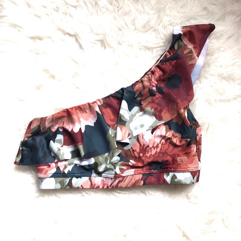 Albion Floral One Shoulder Ruffle Crop Top - Size S (TOP ONLY)