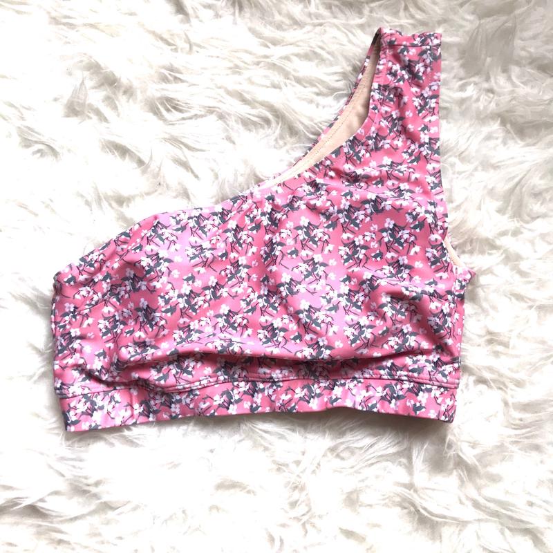 Albion One Shoulder Pink Floral Bikini Top- Size S (TOP ONLY)