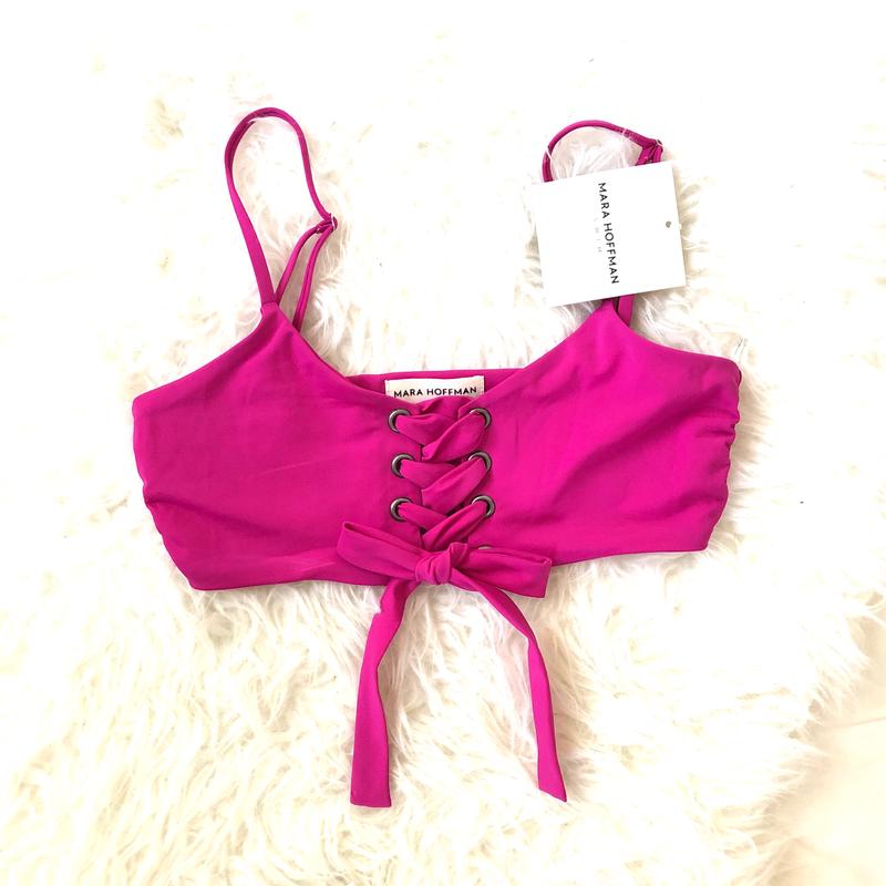 Mara Hoffman Pink Lace Up Swimsuit Top NWT- Size S (TOP ONLY)