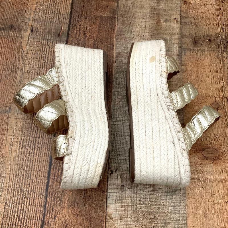 Marc Fisher Gold Espadrille Platform Sandals- Size 7.5 (See Notes)