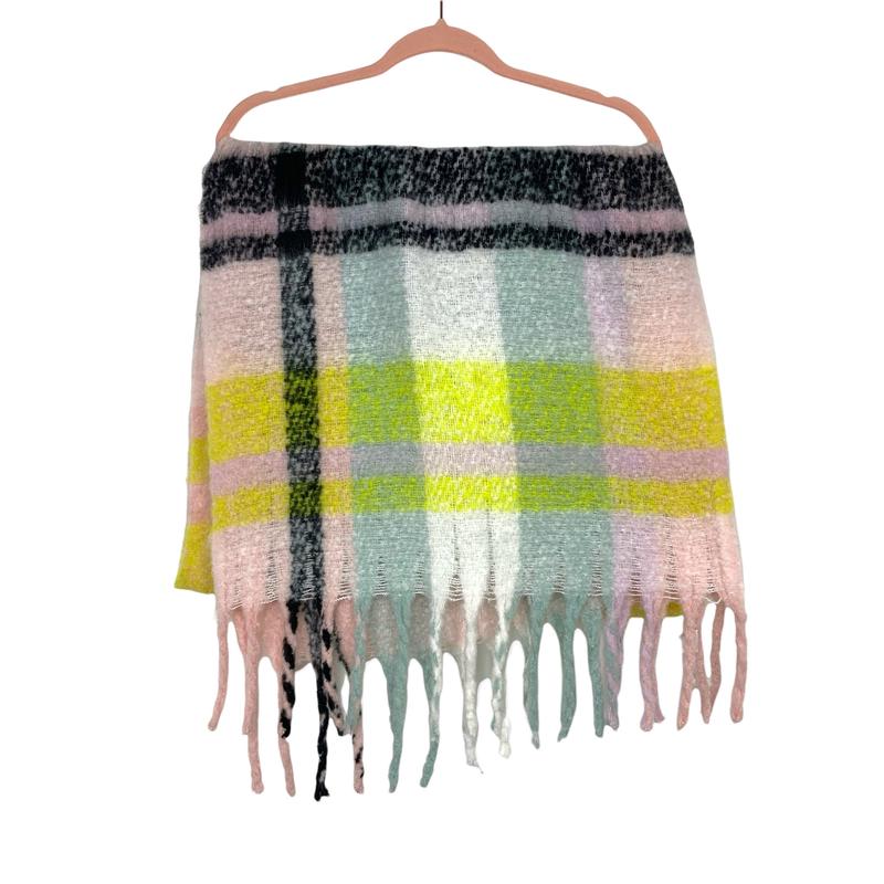 Anthropologie Pastel Plaid Fringe Scarf