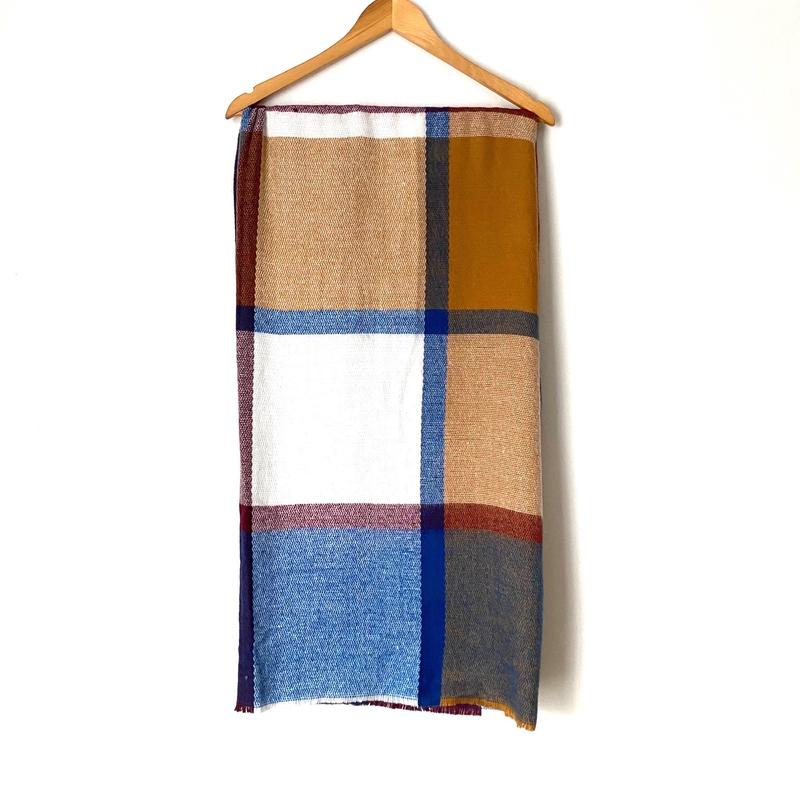 ASOS Blue and Brown Plaid Blanket Scarf