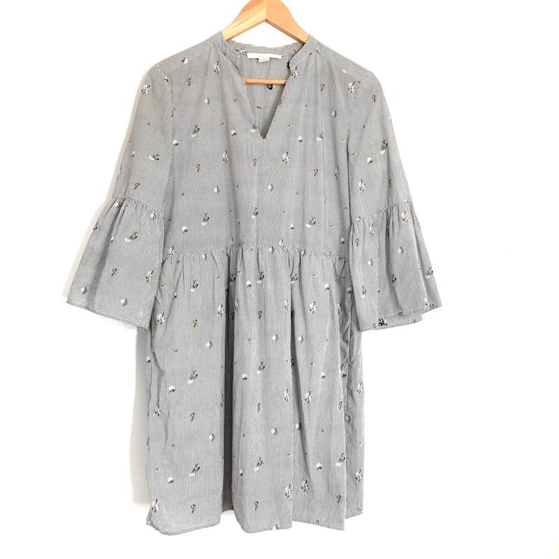Cooper & Ella Pinstripe Floral Suze Shirting Dress- Size S