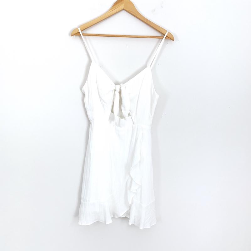 Cotton Candy LA Linen Like Dress with Tie Front and Faux Wrap- Size S