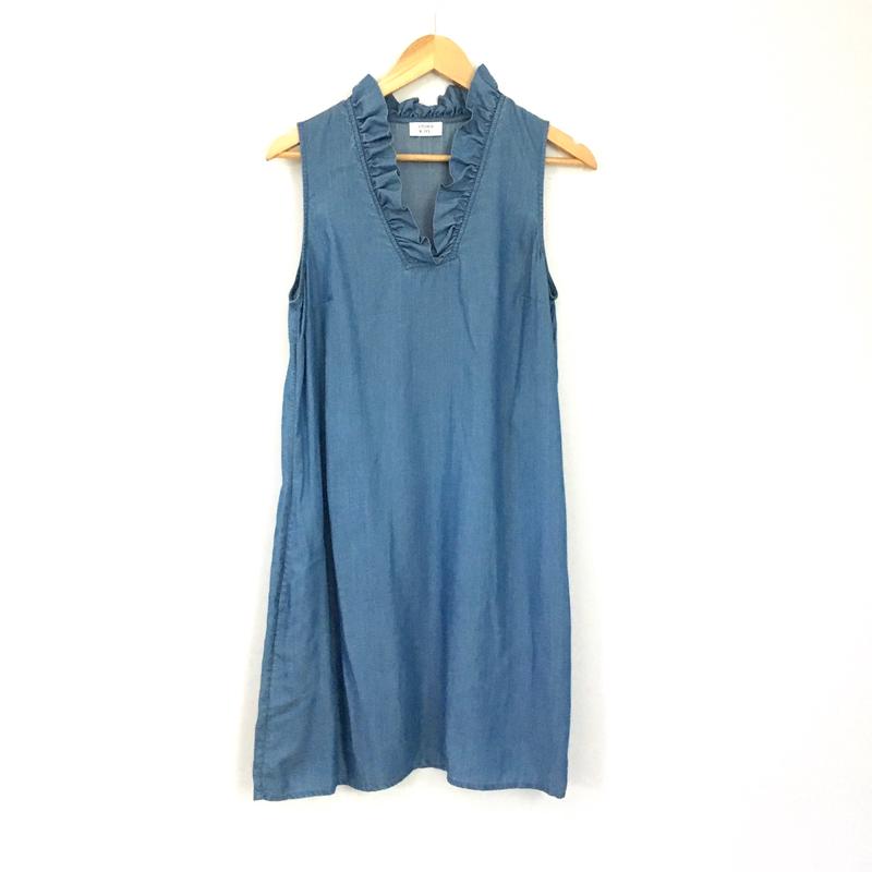 Crown & Ivy Chambray Ruffle Dress- Size ~S/M (see notes)
