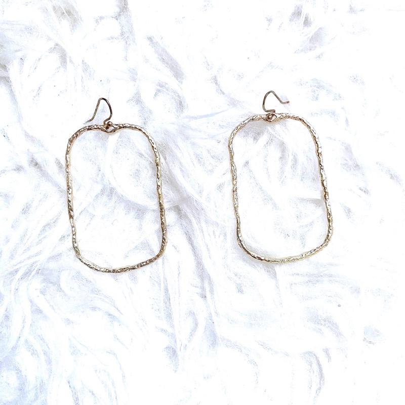 Crushed Gold Large Square Hoops
