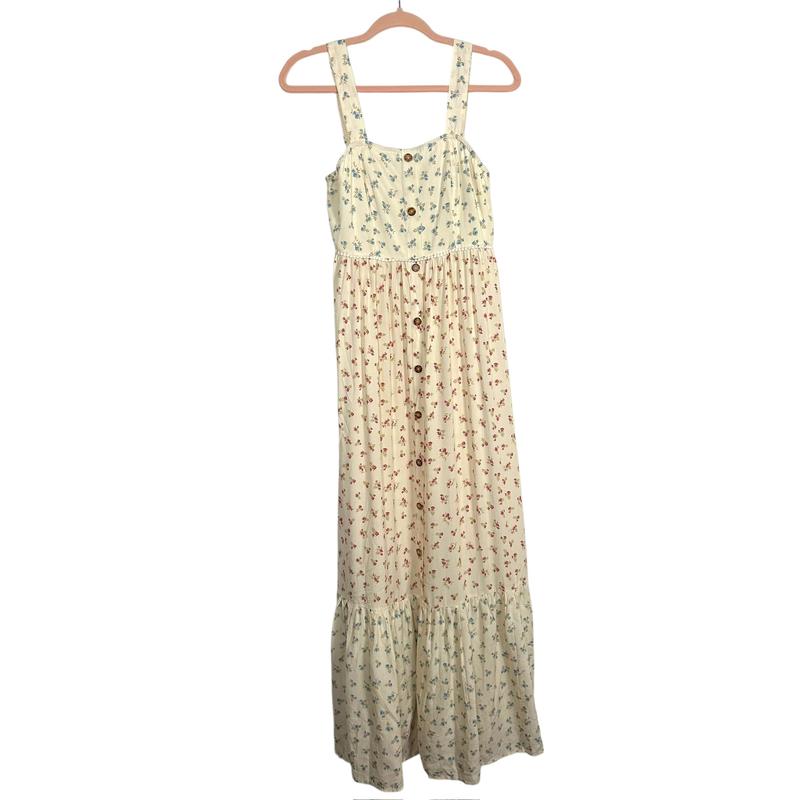 Cupshe Cream Floral Faux Button Front Dress- Size ~S (no size tag, fits like S)
