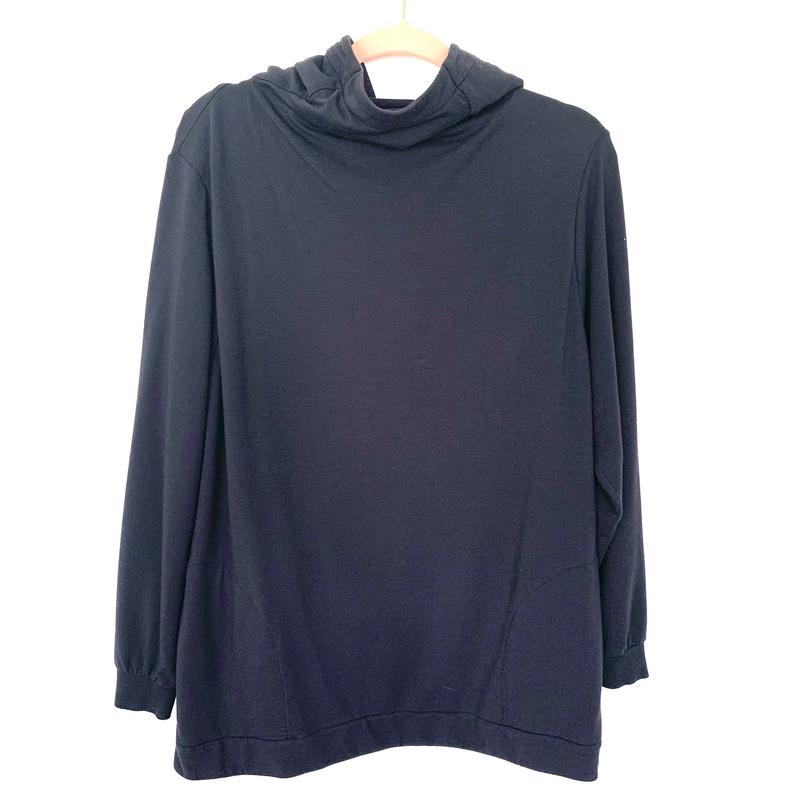 Cuyana Black Cowl Neck Hooded Sweatshirt- Size M (see notes)