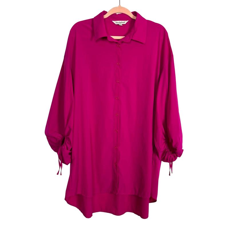 Davi & Dani Magenta Shirt Dress - Size M