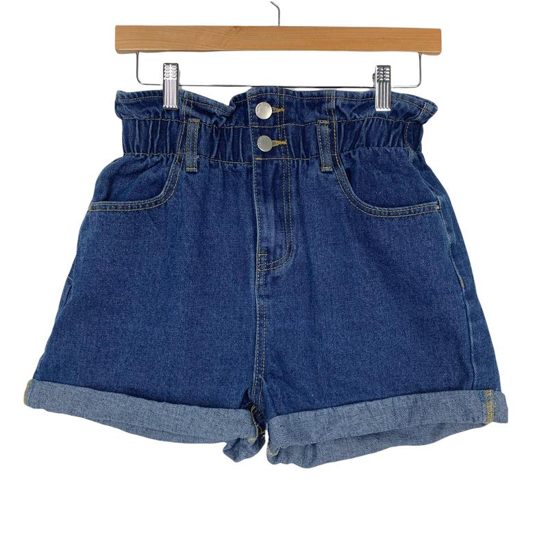 Denim Blvd Paperbag Waist Cuffed Jean Shorts- Size M