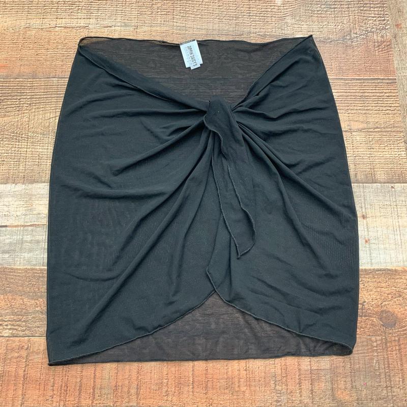 Dippin\' Daisy Black Wrap Mesh Side Tie Cover Up Skirt- One Size