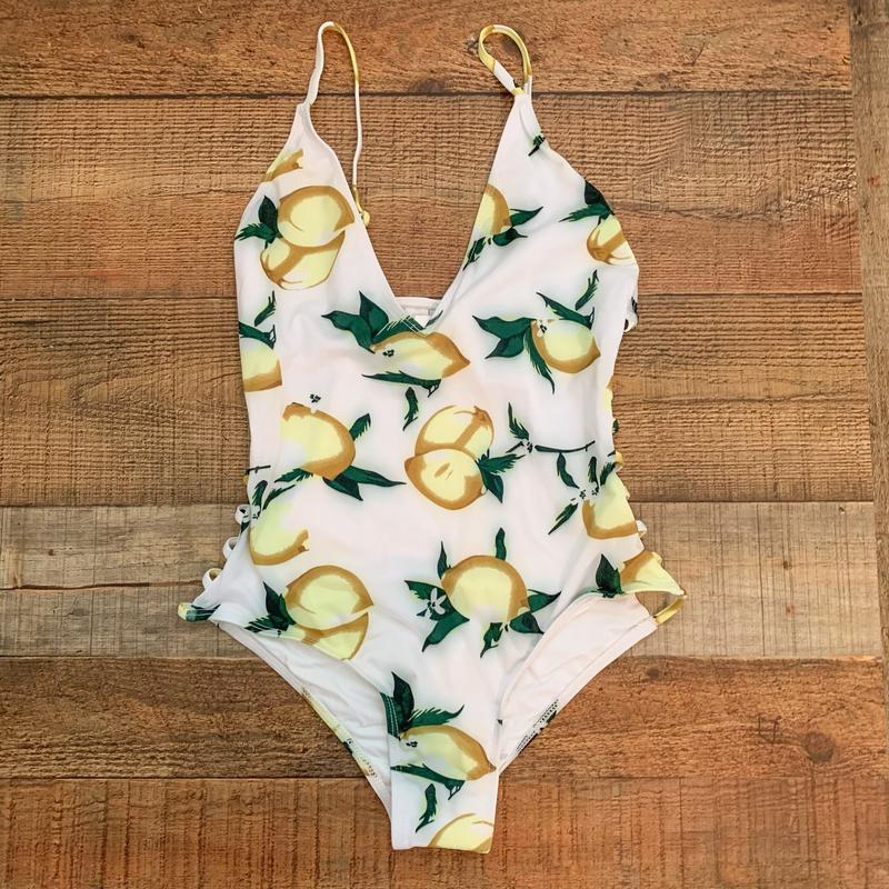Dippin\' Daisy White Lemon Cage Cut Out One Piece Swimsuit NWT- Size M