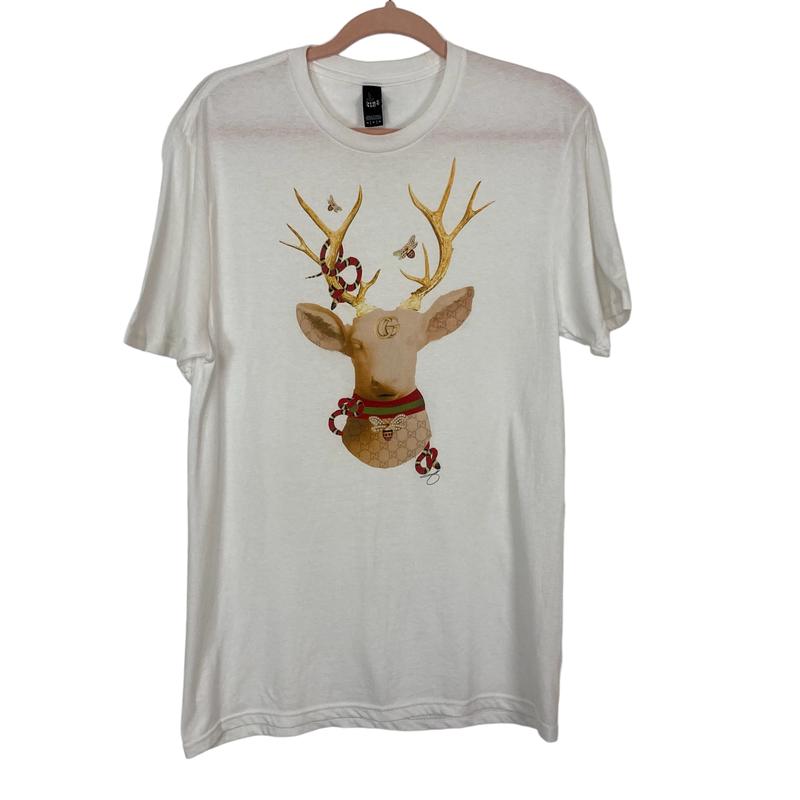 DISTRICT White Reindeer Tee- Size M (see notes)