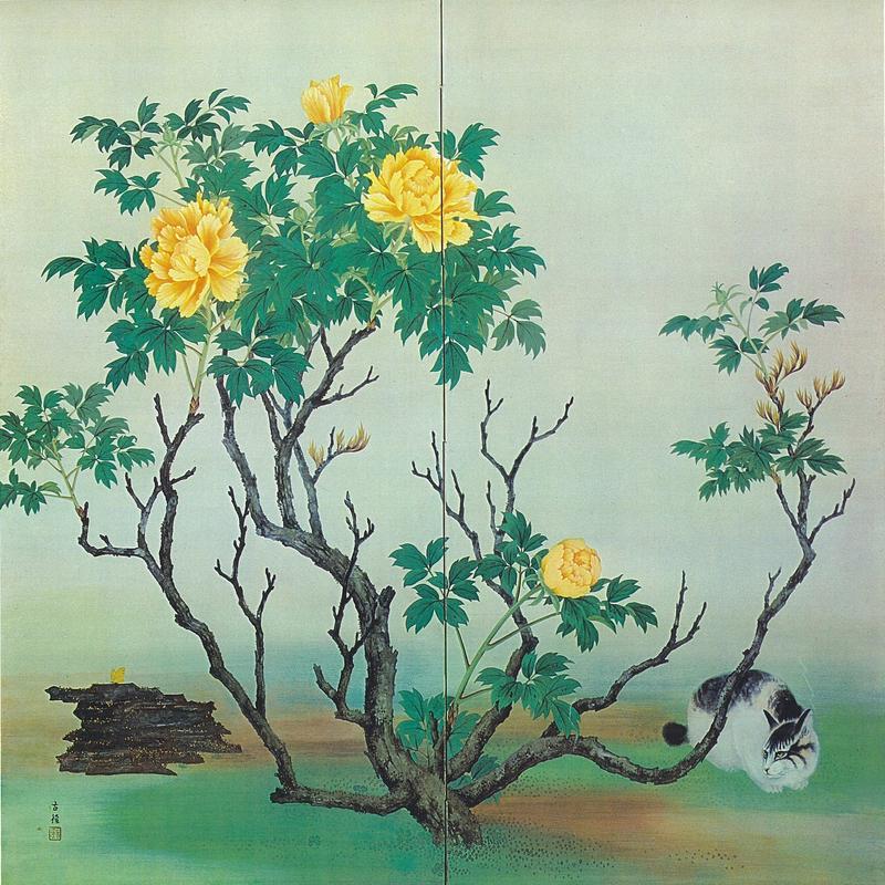 Cat on a peony