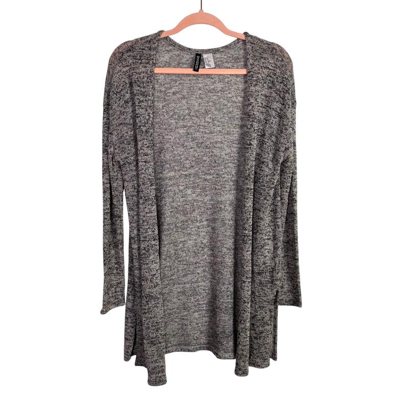 Divided by H&M Black/White Space Dye Slightly Sheer Open Front Cardigan- Size XS