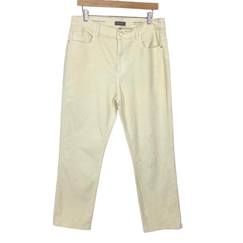 DL1961 Cream Mara Straight High Rise Instasculpt Ankle Corduroy Pants- Size 32 (see notes, Inseam 26)