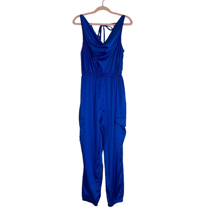 DO+BE Blue Satin Jacinta Cowl Neck Jumpsuit NWT- Size S