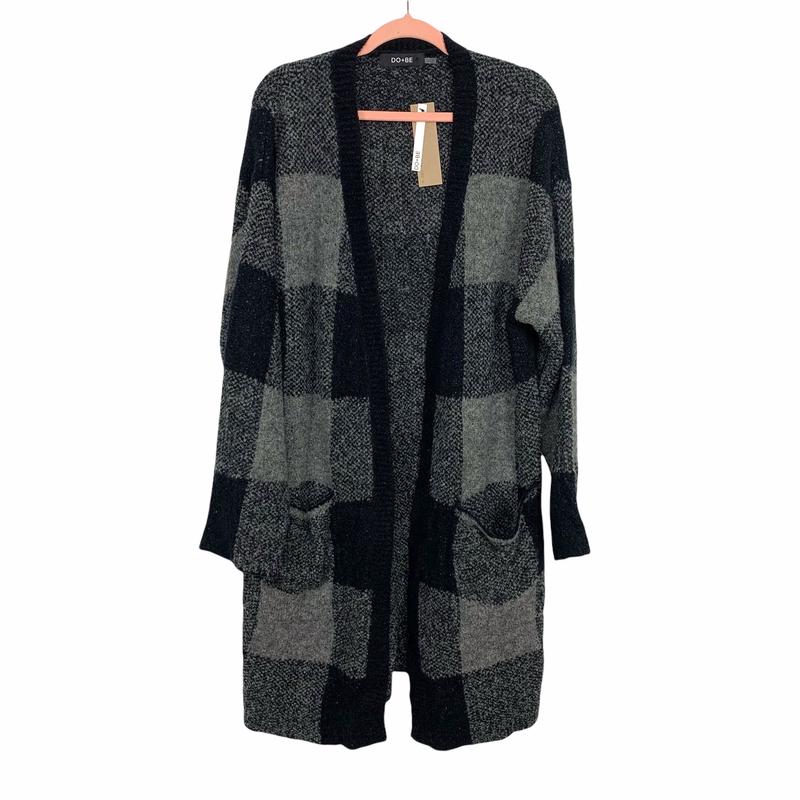 DO+BE Grey and Black Wool Blend Cardigan NWT- Size L