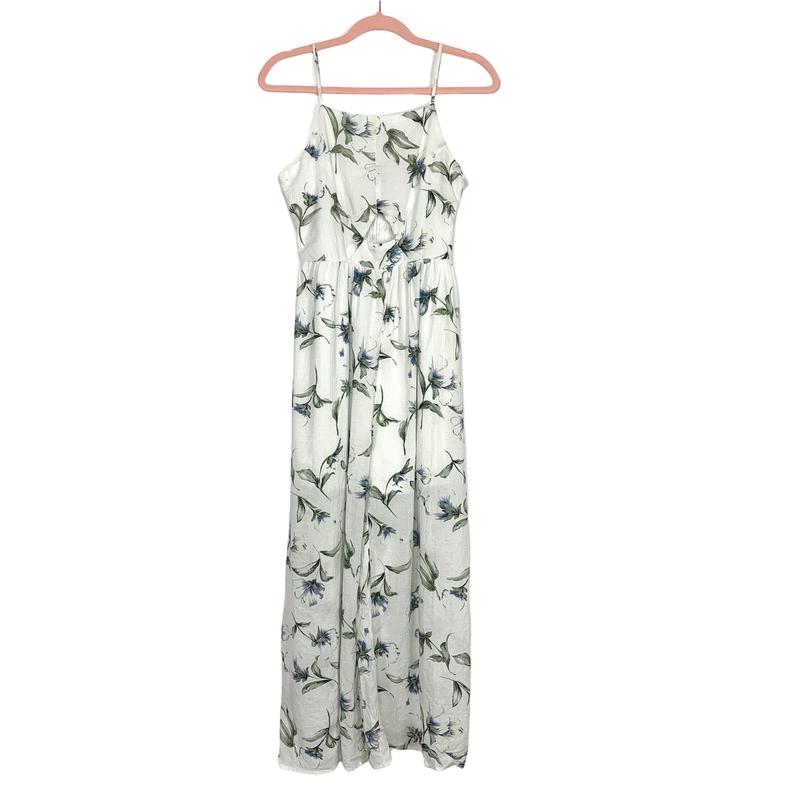 Doe & Rae White Floral Print Front Cutout Jumpsuit- Size S