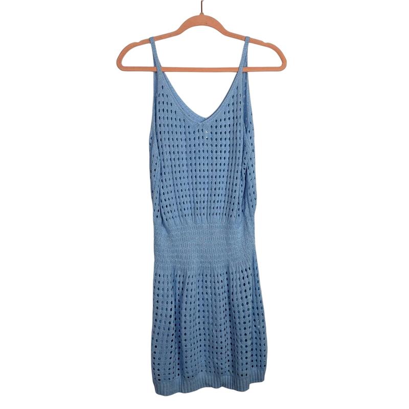 Dokotoo Light Blue Crochet Hollow Out Knit Beach Bathing Suit Swim Cover Up - Size XL