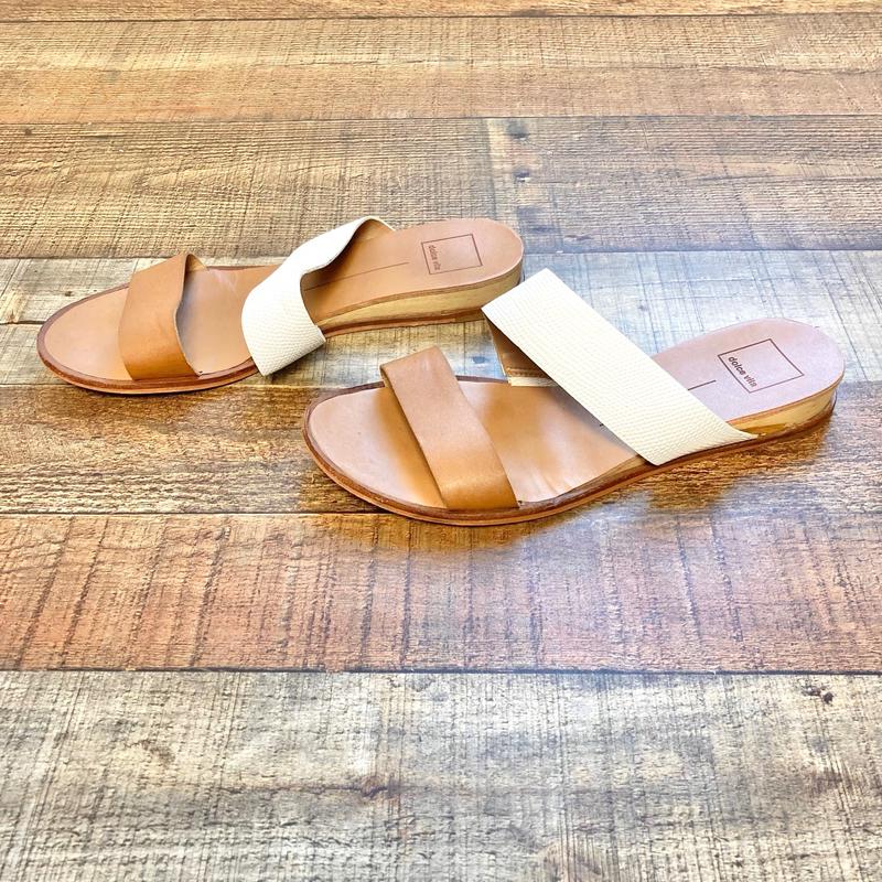 Dolce Vita Brown/White Two Band Slide Sandals - Size 9 (see notes)
