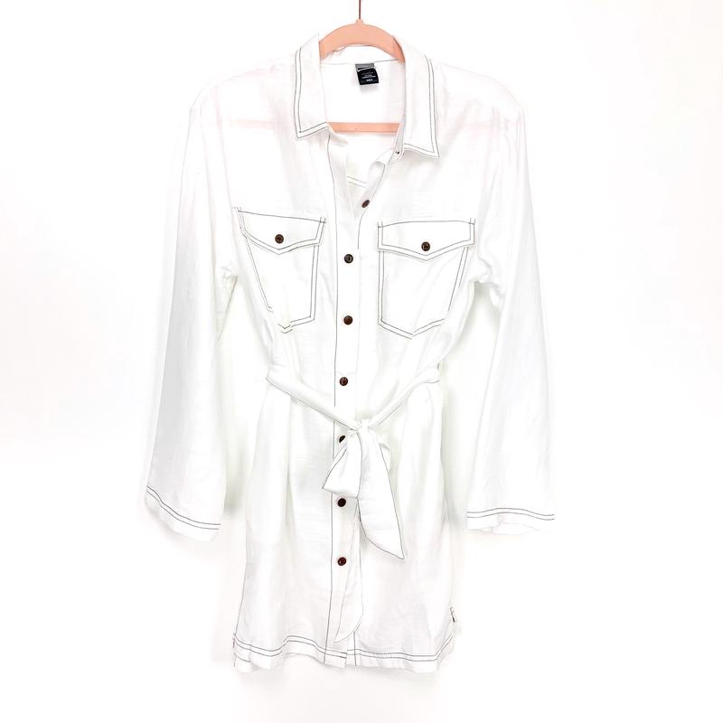 Dolce Vita White Button Up Belted Tunic- Size S