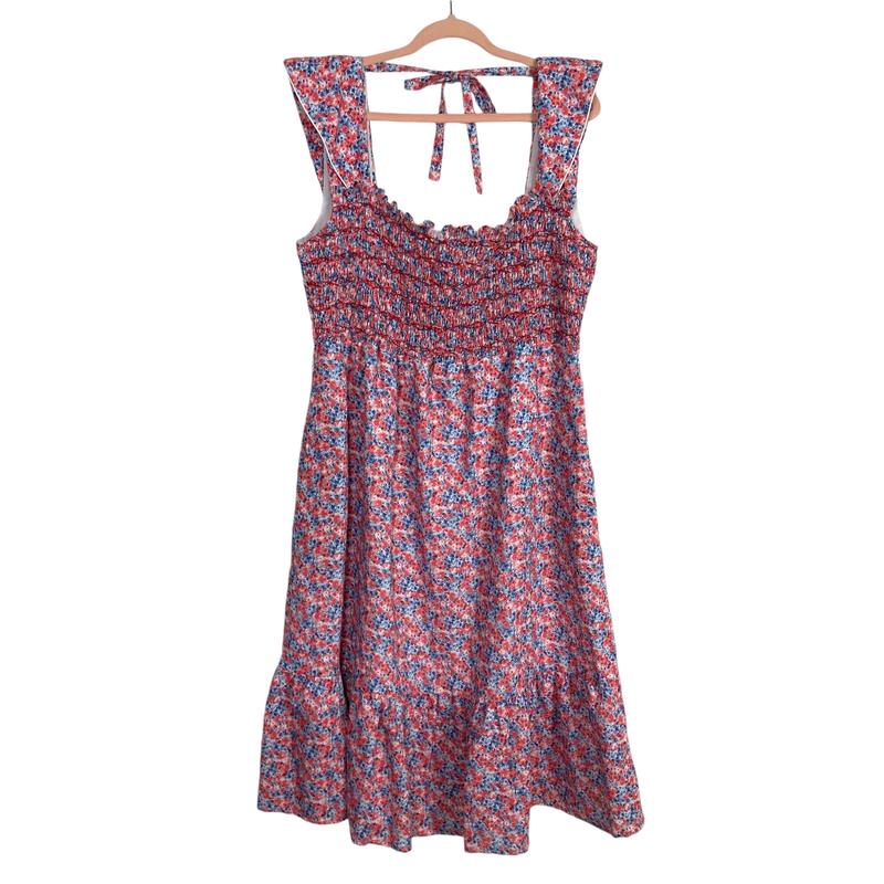 Dondolo Floral Printed Smocked Bodice Back Tie Dress- Size XXL