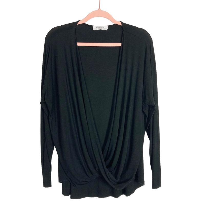 Double Zero Front Twisted Black Top- Size L