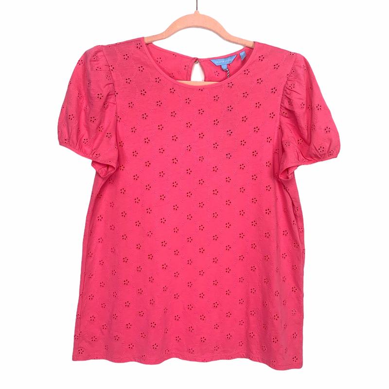 Draper James Carmellia Rose Puff Sleeve Eyelet Top NWT- Size S
