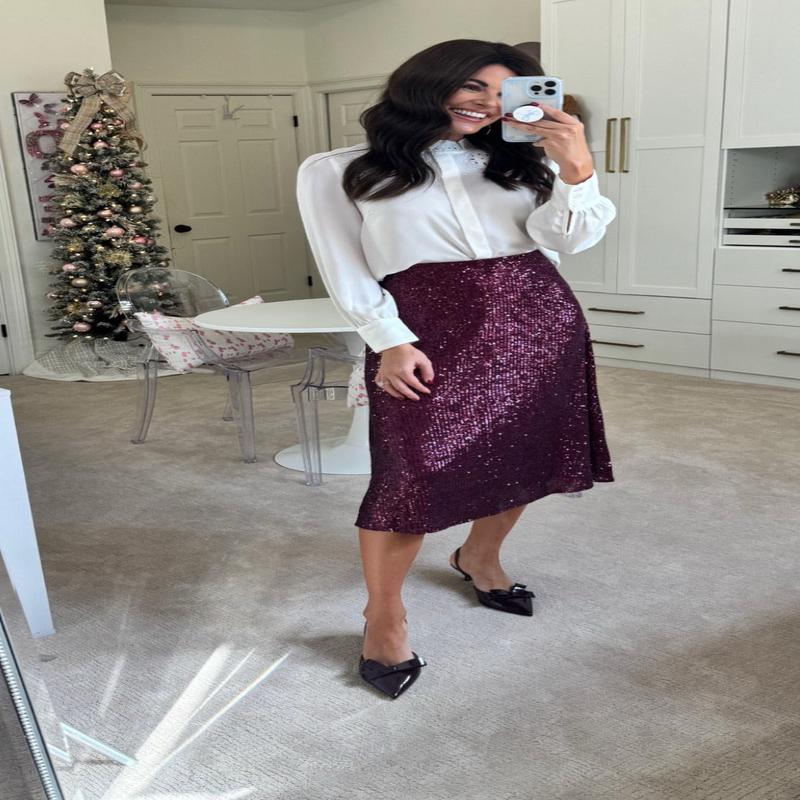 Draper James Purple Sequin Midi Skirt NWT – Size XS