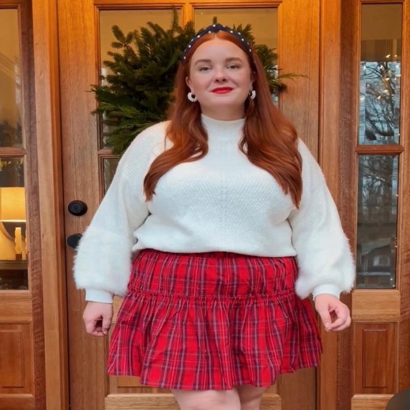 Draper James Red Plaid Elastic Waist Skirt- Size XXL (sold out online)