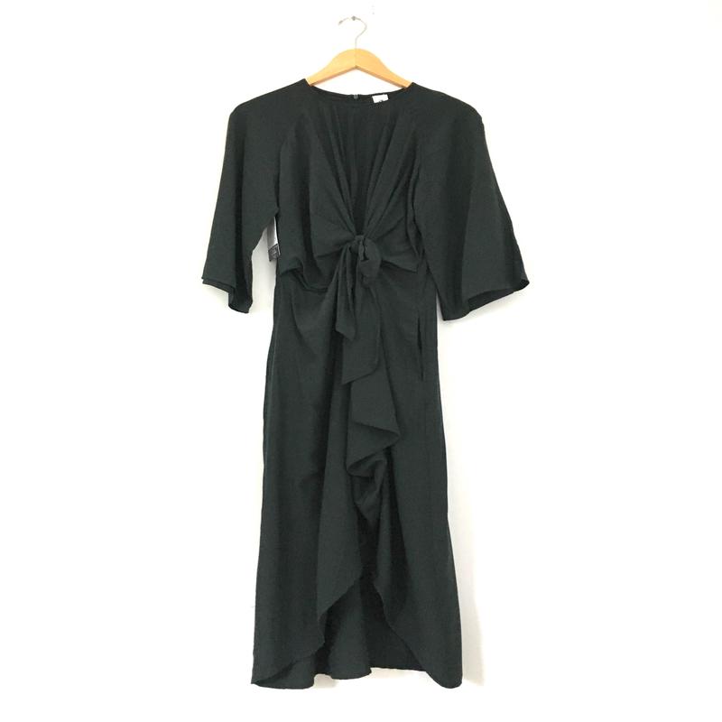 Dress Up Black Midi Wrap Dress with Bell Sleeves NWT- Size S