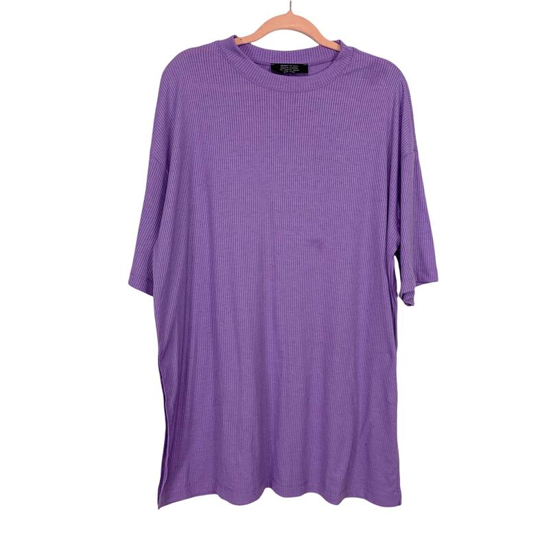 Dressed In Lala Lavender Lex Ribbed Playsuit- Size L (See Notes)