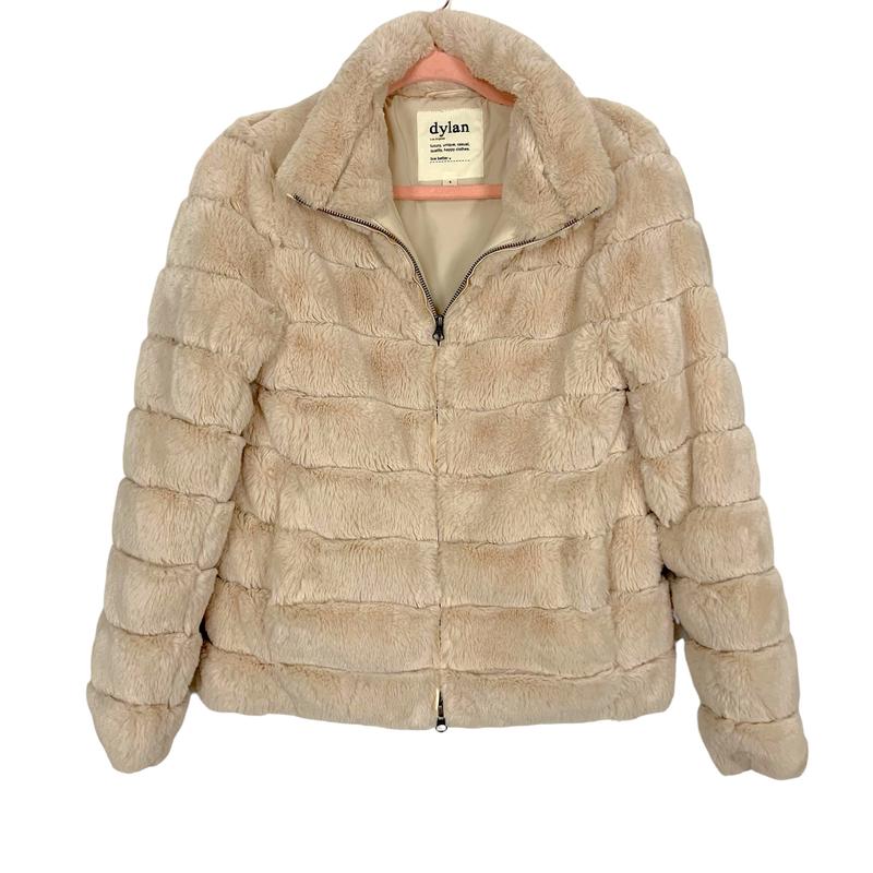 Dylan Cream Faux Fur Jacket- Size S