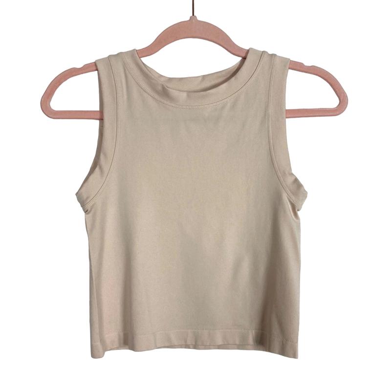 Dynamic Beige Stretch Cropped Tank- Size OS