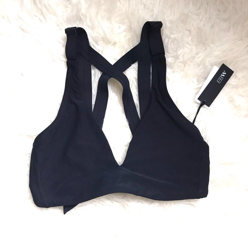 EBW Black Strappy Tie Back Bikini Top NWT- Size S (TOP ONLY)