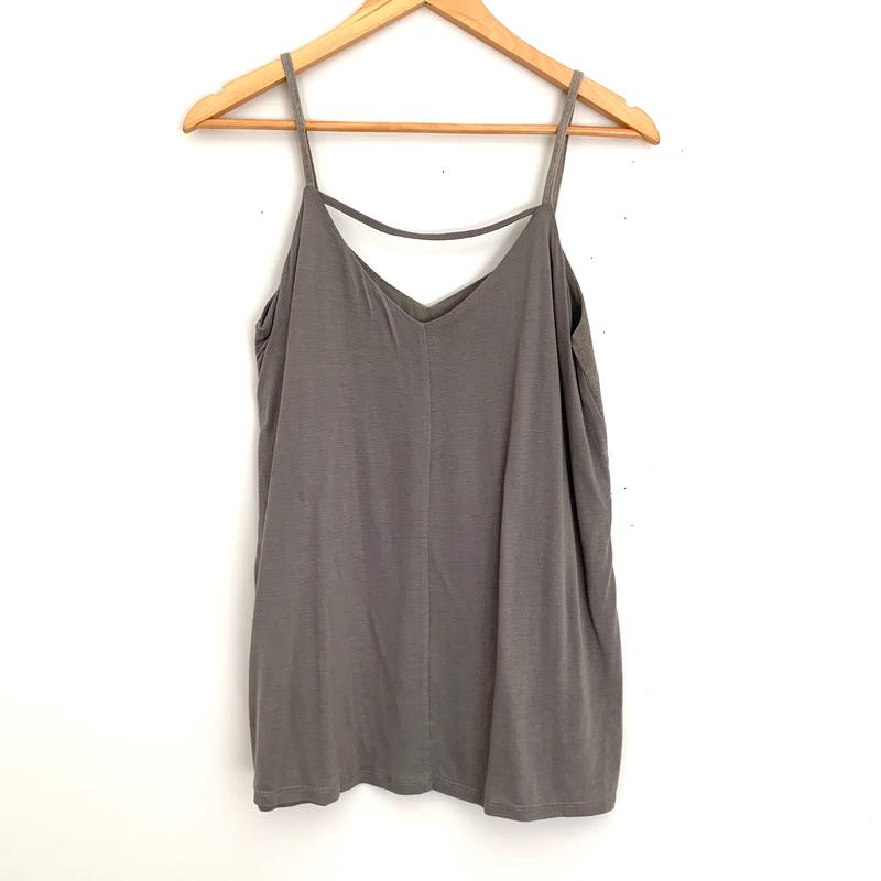Ecru Grey Perforated Suede Tank Top- Size XS