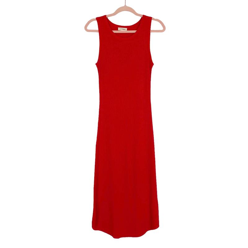 Ee:some Red Ribbed Knit Midi Dress- Size S
