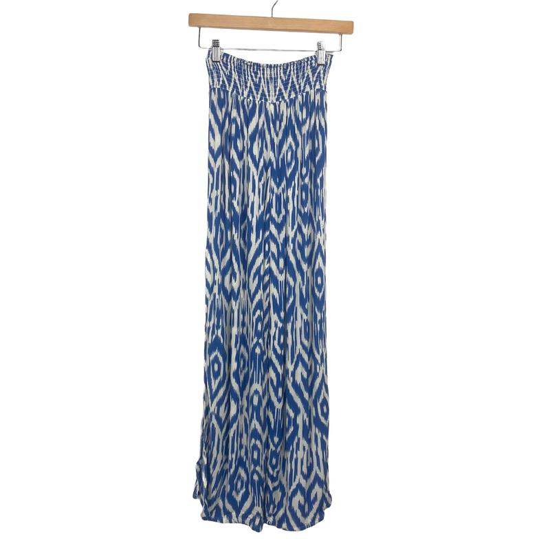 Elan Blue/White Print Smock Waist Pants- Size S (Inseam 25\")