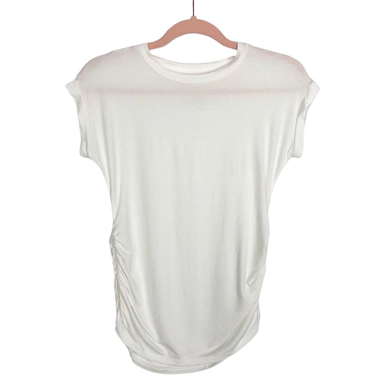 Elegant Tees White Cinched Side Tee- Size XS