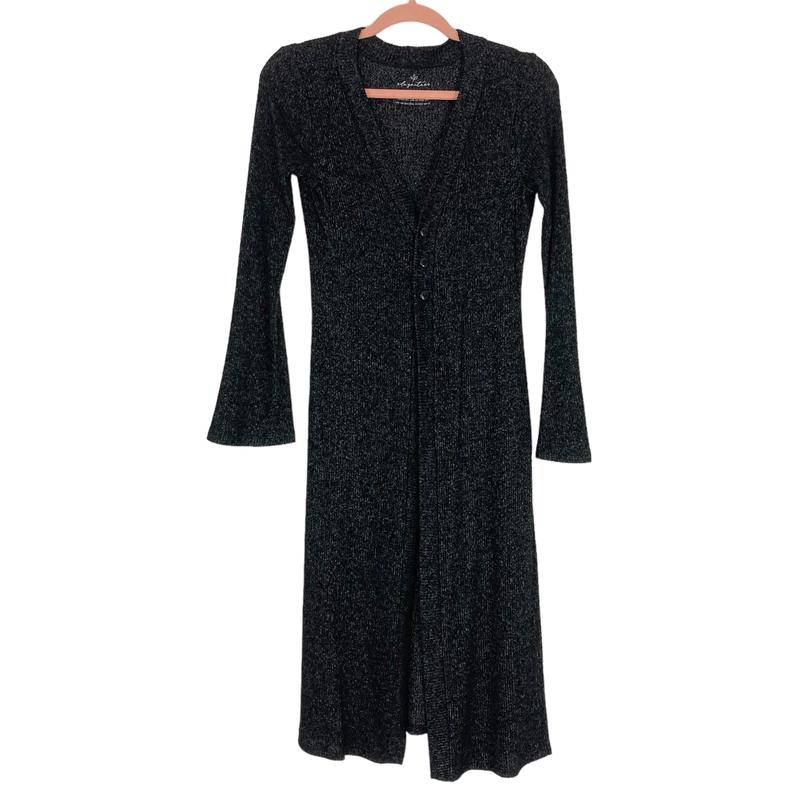 Elegantees Black Space Dye Long Cardigan- Size XS (we have matching lounge pants)