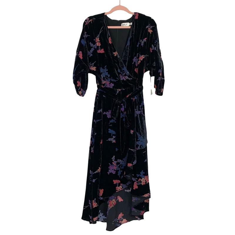 Eliza J Velvet Floral Faux Wrap Dress NWT- Size 14