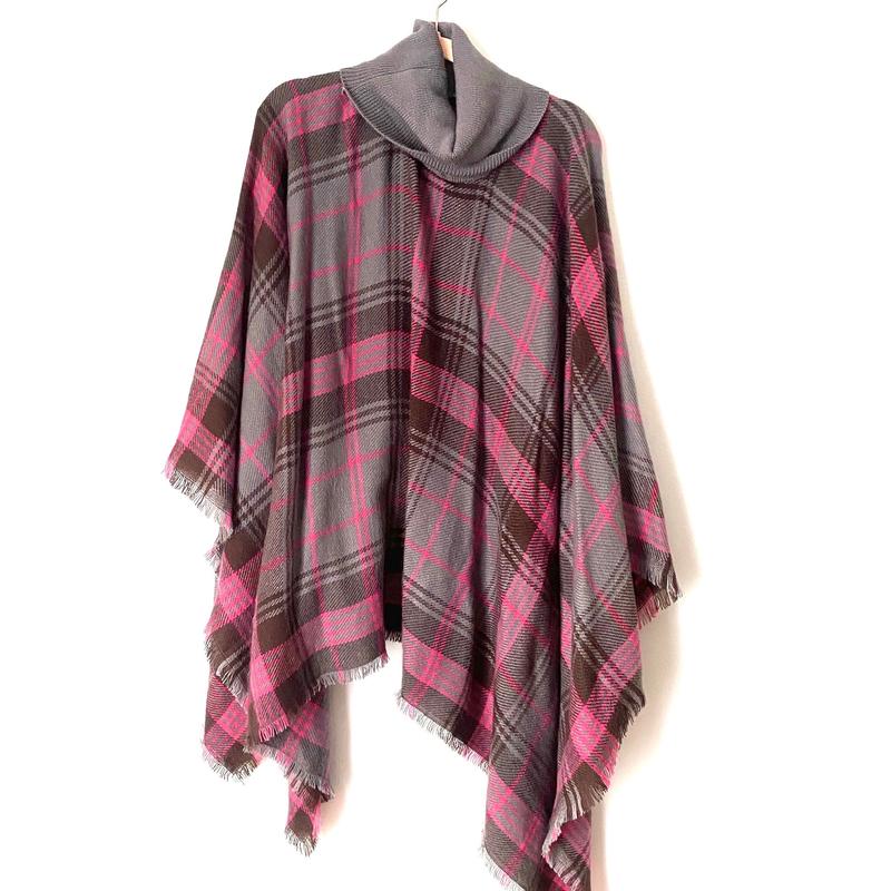 Ellie & Kate Grey and Pink Turtleneck Poncho NWT- One Size
