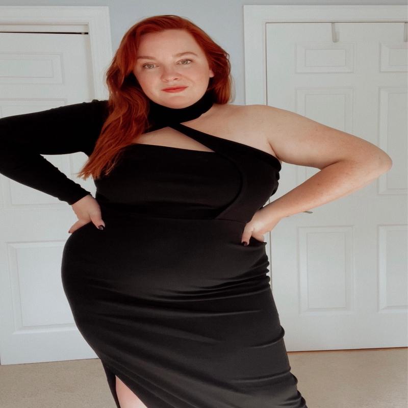 Eloquii Black Cutout One Sleeve Side Slits Dress- Size 14/16 (sold out online)