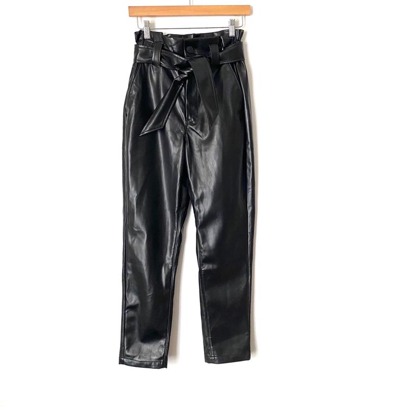 Express Black Faux Leather Paperbag Waist Pants- Size 4R (Inseam 26.5)