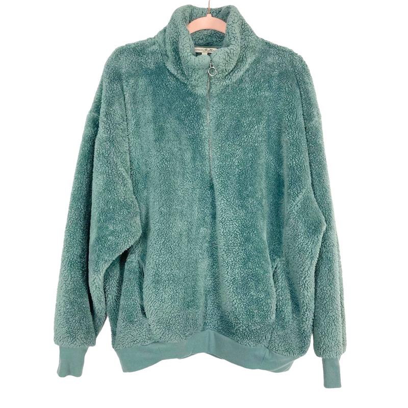 Express Sage One Eleven Quarter Zip Fleece- Size L